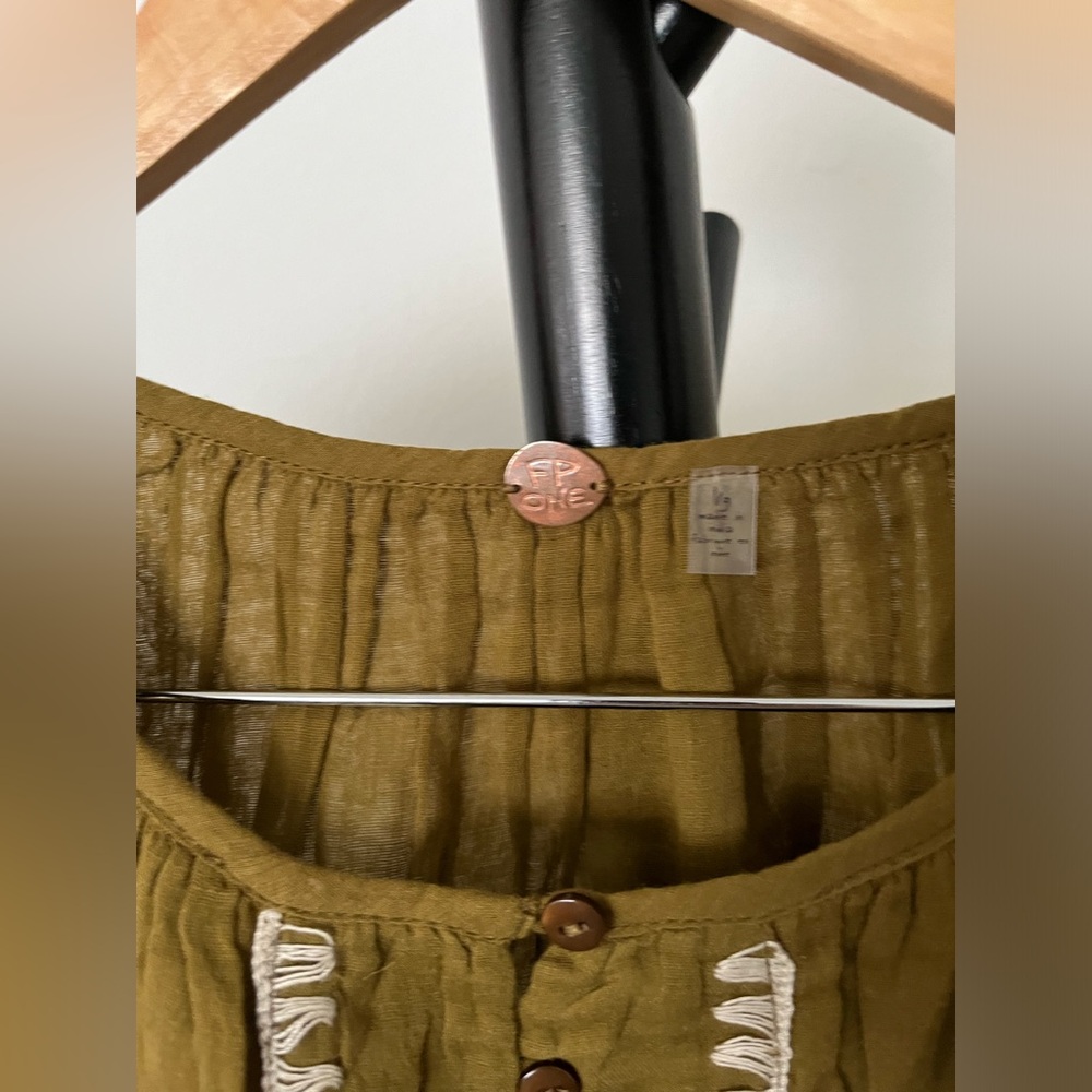 NWT FREE PEOPLE FP ONE Alexi Stitched Top | Green MSRP $88 Oversized - Picture 6 of 7